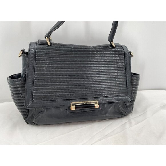 DIANE VON FURSTENBERG Courier Rail Black Quilted Leather Large Tote Purse Bag - Picture 10 of 16